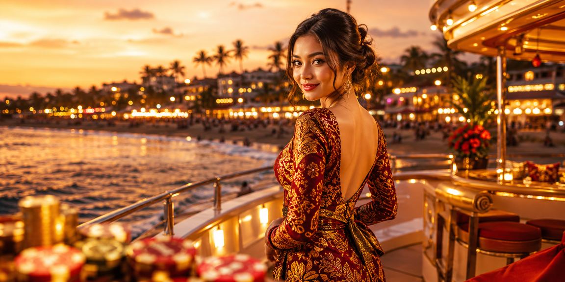 Pengguna mengakses platform kasino dengan aman di tepi pantai menggunakan ponsel
